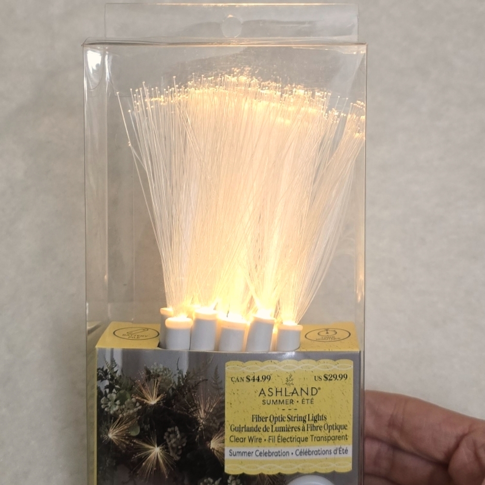 New Ashland Fiber Optic String Lights Warm White Battery Operated 4.5ft Timer - Picture 8 of 10